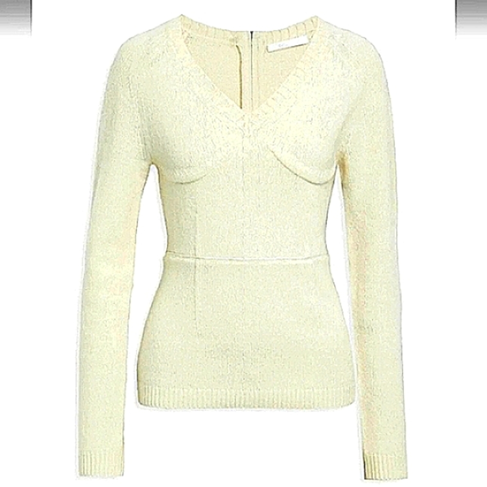 Helmut Lang,ivory,corset outline,sweater.Full length back zipper, Sz.M